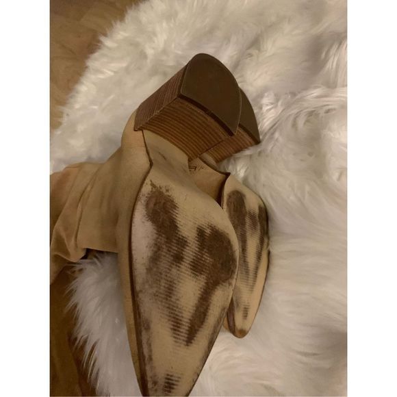 Steve Madden Tan Suede Leather Chunky Heel Full Length Tall Boots Size 8.5 - Picture 3 of 6